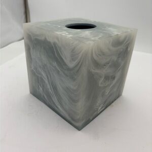 Vintage Resin Gray and White Marbled Tissue Box Cover